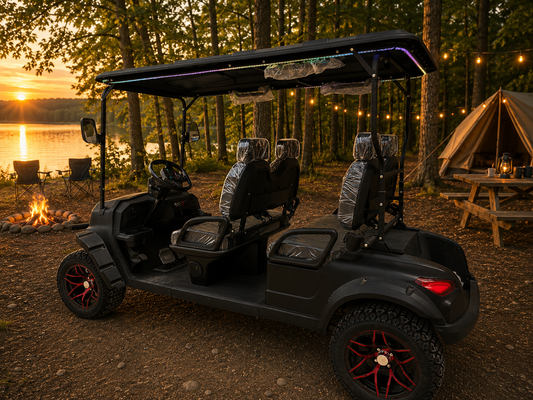Electric Golf Cart - 4 Forward Facing Seats - Matte Black
