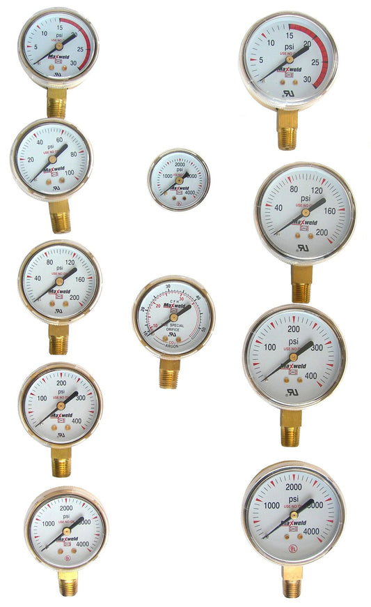 2" - 30PSI with red line GAUGE, BRASS CASE Part # MW-002