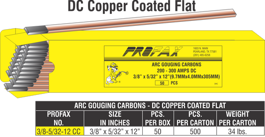 DC COPPER COATED FLAT CARBONS    Part # 3/8-5/32-12C